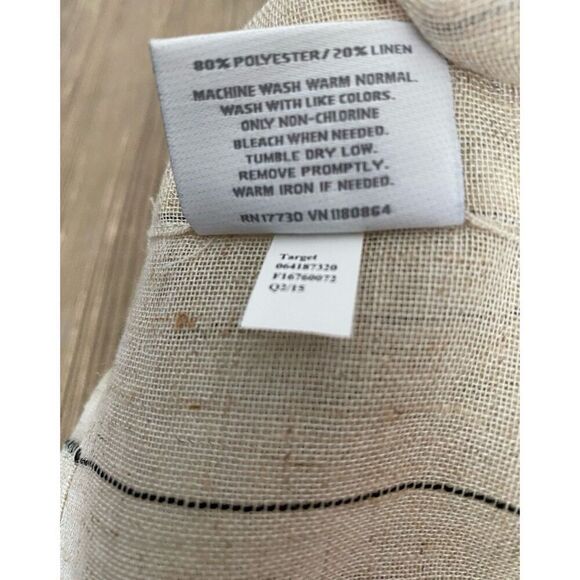 Threshold Ticking Striped Lines Linen Blend 72x72” Shower Curtain - Picture 4 of 5